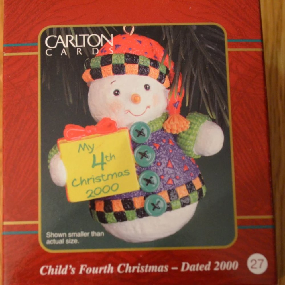 Vintage Carlton Cards "Child's Fourth Christmas" - Dated 2000 Ornament